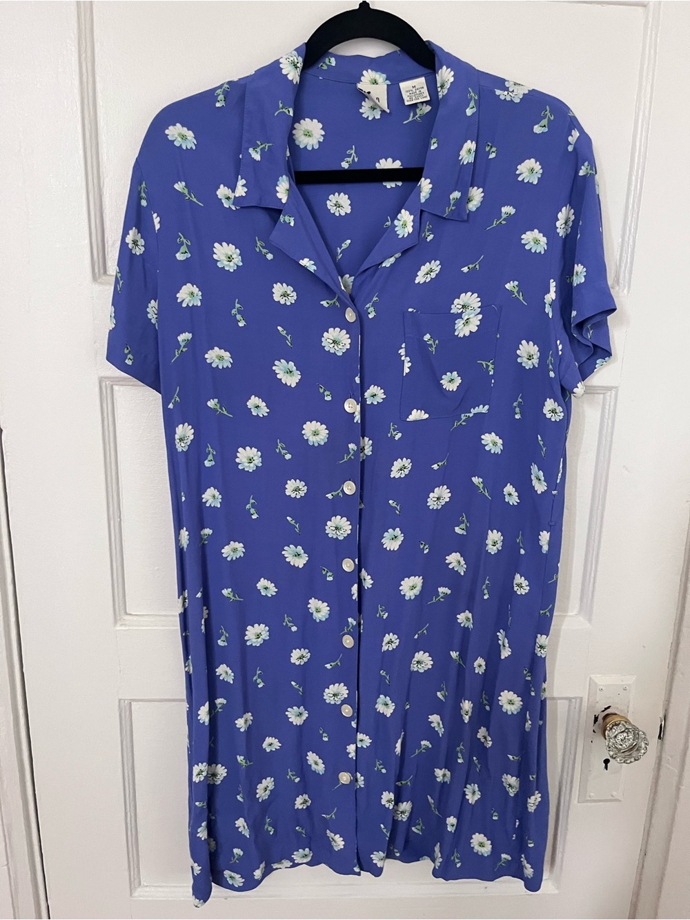 GAP Button-Front Floral Shirt Dress in Periwinkle Blue